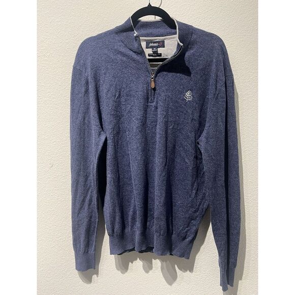 johnnie-o 1/2 Zip Neck Sweater Men's Small Blue Cotton Silk Blend Logo‎ Golf - Picture 1 of 7